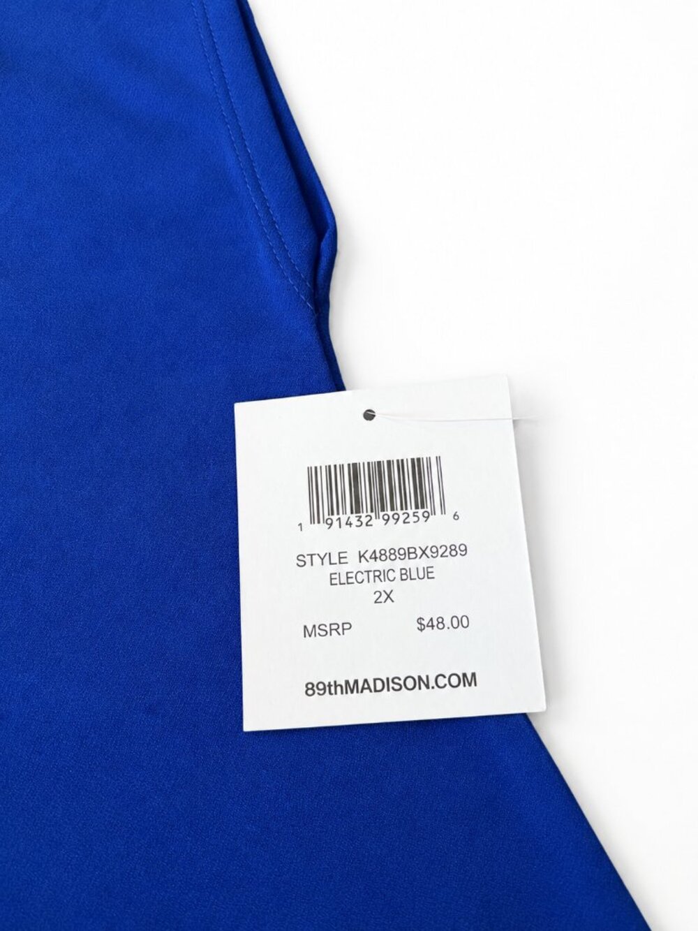 89th + Madison Electric Blue Zip Front Blouse 2X NWT - Picture 3 of 4